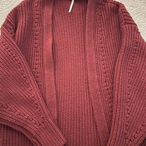 Free People Burgundy Knit Cardigan